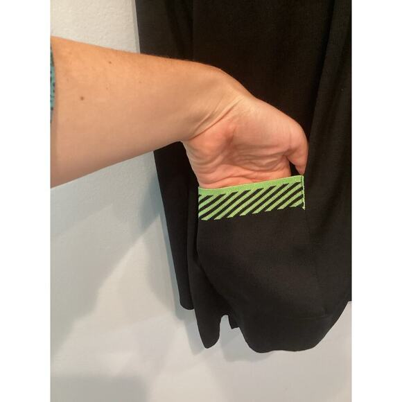Misook Womens Open Cardigan Size Large Black Green Striped Work Career Office - Picture 7 of 10